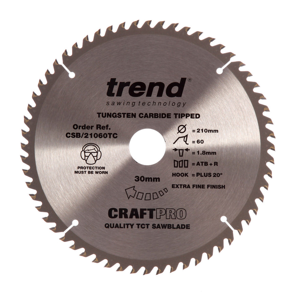 Trend CSB/21060TC CraftPro Saw Blade 210mm x 30mm x 60T