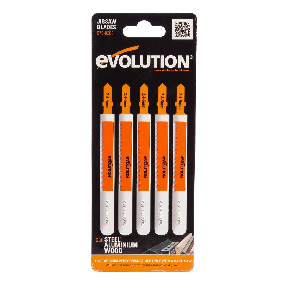 Evolution RAGE7S 075-0200 Multi Purpose Jigsaw Blades (5 Pack)