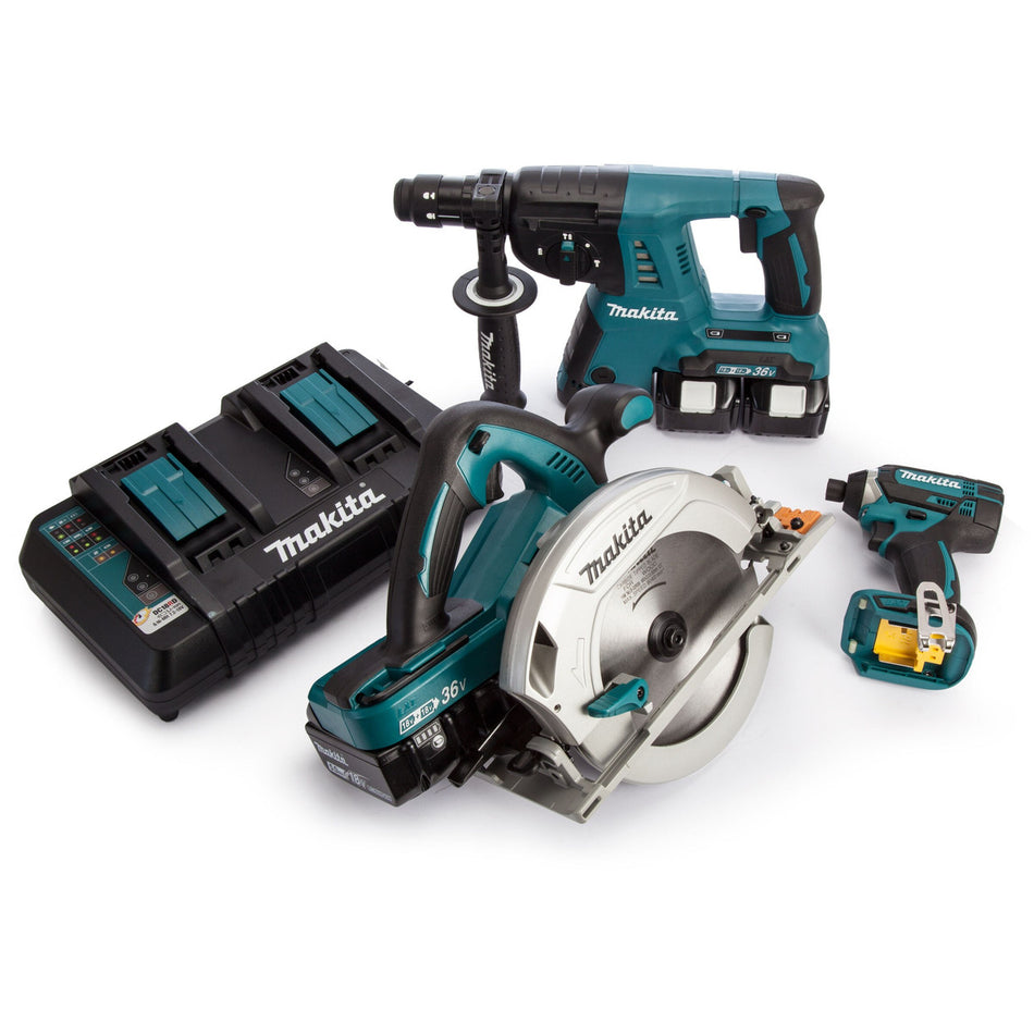 Makita DLX3049PTJ 18/36V 3 Piece Cordless Kit (4 x 5.0Ah Batteries)