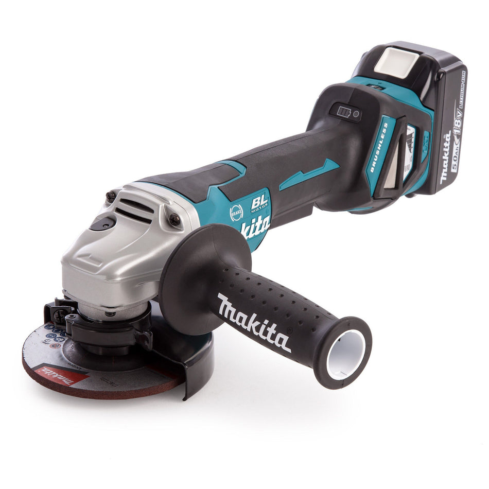 Makita DGA467RTJ 18V Brushless Angle Grinder 115mm (2 x 5.0Ah Batteries)