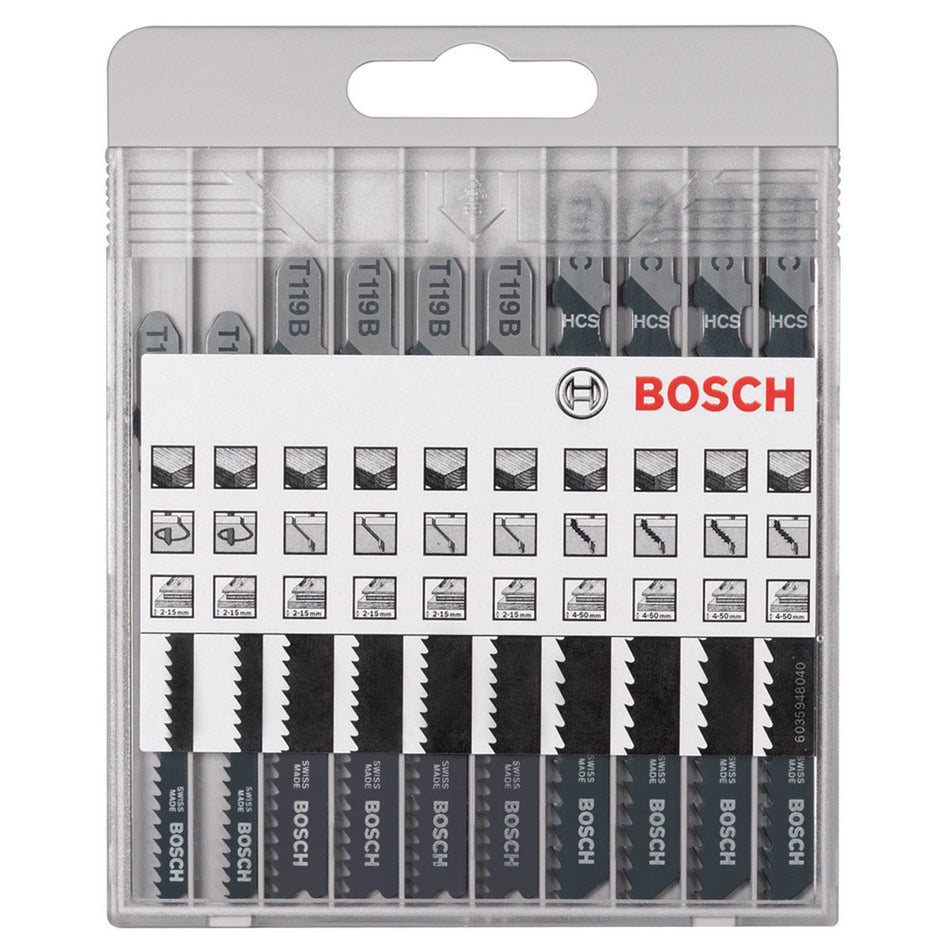 Bosch 2607010629 Multi Purpose Jigsaw Blade Set (10 Piece)