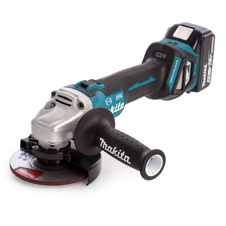 Makita DGA513RTJ 18V Brushless Angle Grinder 125mm (2 x 5.0Ah Batteries)