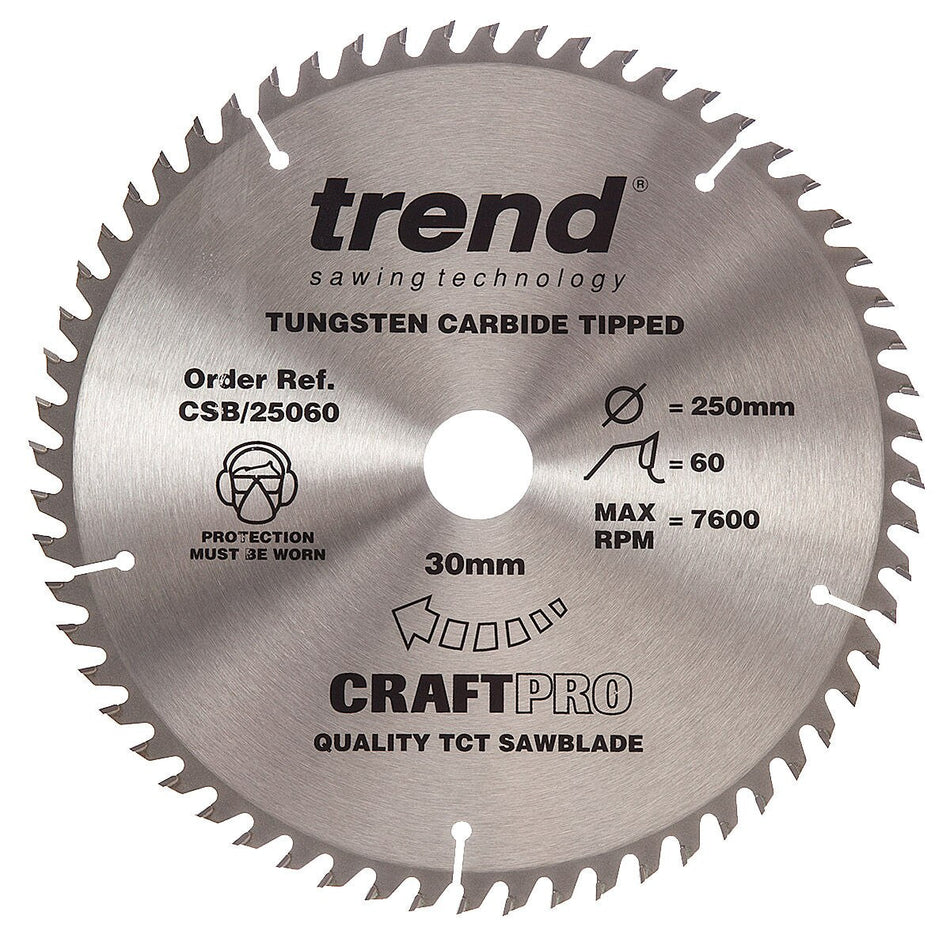 Trend CSB/25060 CraftPro Saw Blade 250mm x 30mm x 60T