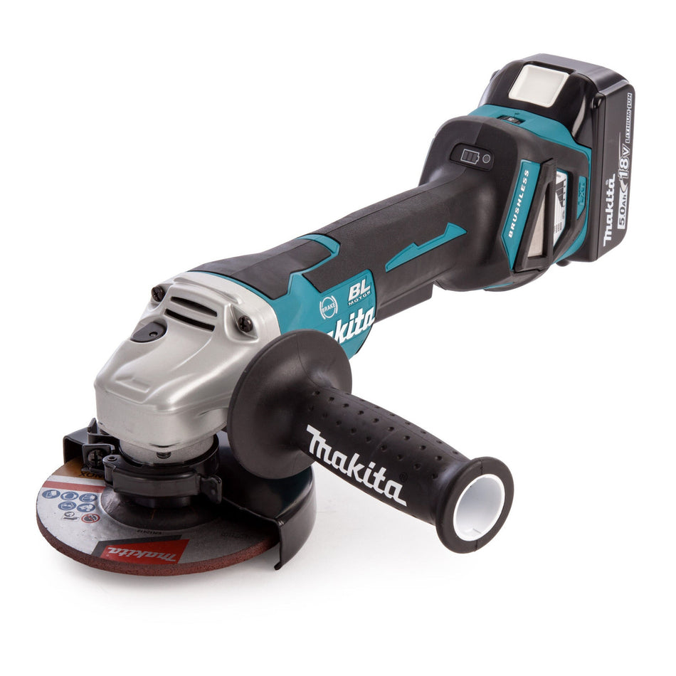 Makita DGA517RTJ 18V Brushless Angle Grinder 125mm (2 x 5.0Ah Batteries)