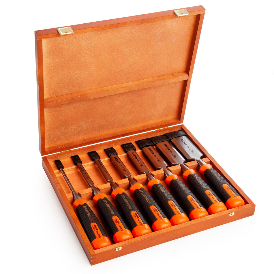 Bahco 434-S8-EUR ERGO Splitproof Chisel Set 8 Piece in Wooden Box