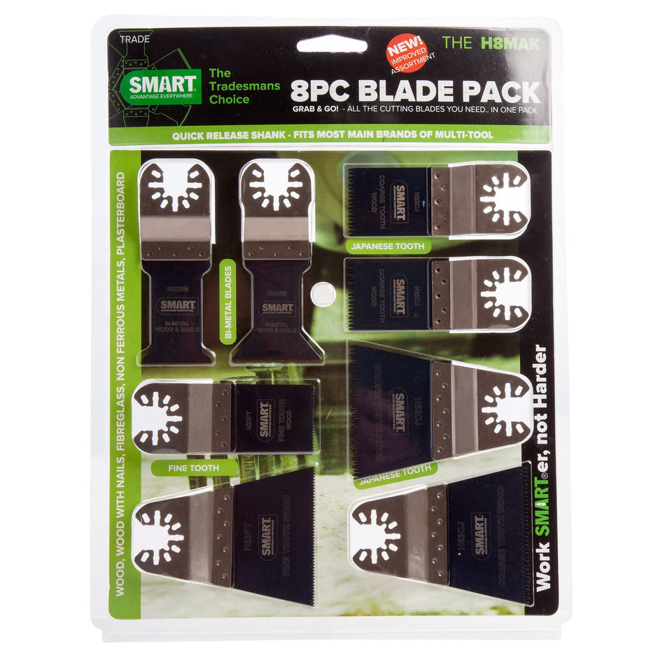 Smart H8MAK Multi Tool Blade Set with Quick Release Fitment (8 Piece)