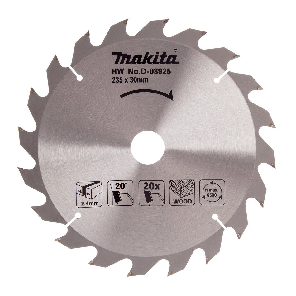 Makita D-03925 Circular Saw Blade for Wood 235 x 30mm x 20T