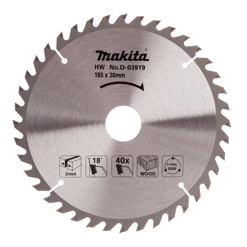 Makita D-03919 Circular Saw Blade for Wood 185 x 30mm x 40T