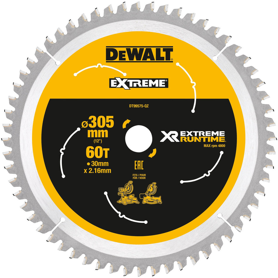 Dewalt DT99575 Extreme Runtime Multi Purpose Mitre Saw Blade 305 x 30mm x 60T