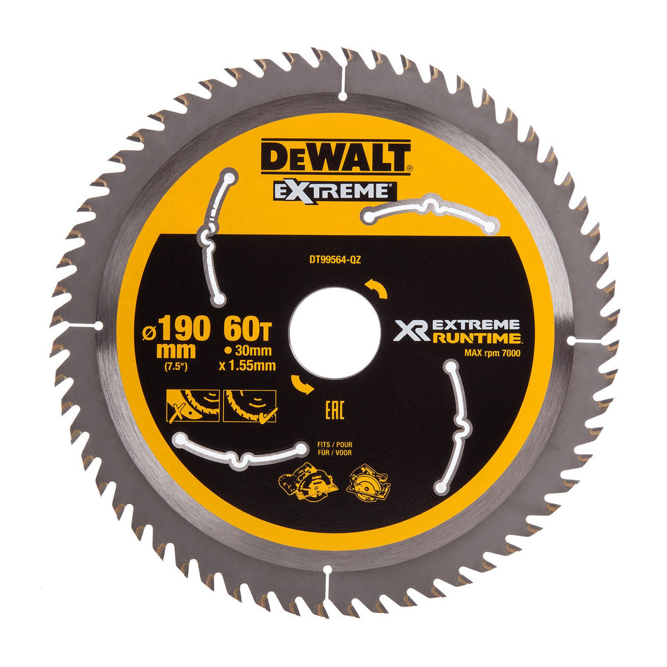 Dewalt DT99564 Extreme Runtime Multi Purpose Circular Saw Blade 190 x 30mm x 60T