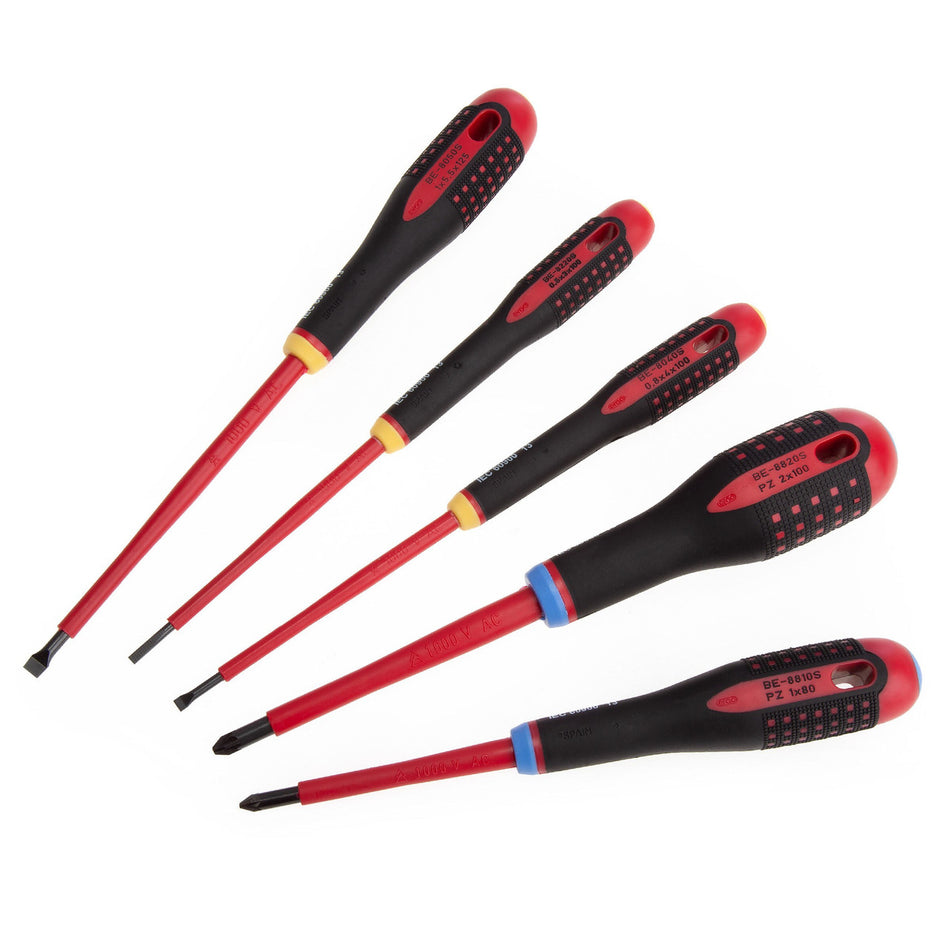 Bahco BE-9882S Insulated ERGO Slotted/Pozi Screwdriver Set (5 Piece)