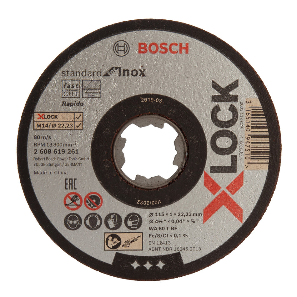 Bosch 2608619266 X-LOCK Inox Cutting Discs 115mm x 1mm (10 Pack)