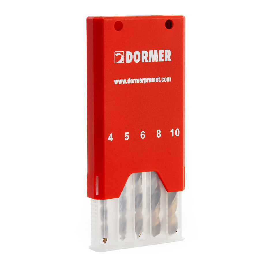 Dormer A002 HSS TiN Coated Tip Jobber Drill Bit Set 4-10mm (5 Piece)