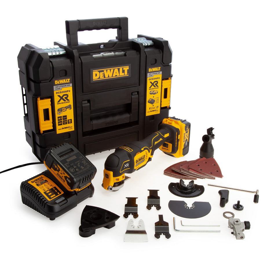 Dewalt DCS356P2 18V XR Brushless Oscillating Multi Tool with 35 Accessories (2 x 5.0Ah Batteries)