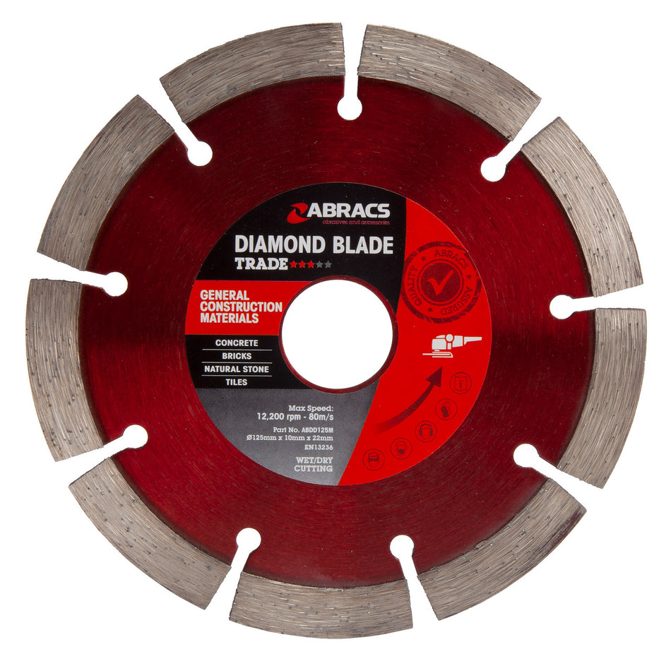 Abracs ABDD125M Trade General Purpose Diamond Blade 125mm x 10mm x 22mm