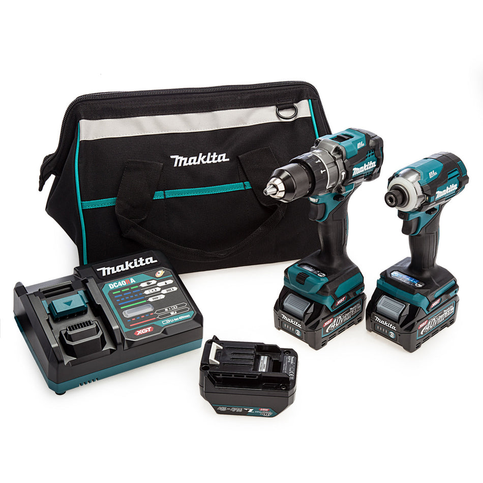 Makita DK0114G202 40Vmax XGT Combi Drill and Impact Driver Twin Pack (2 x 2.5Ah Batteries) in Bag