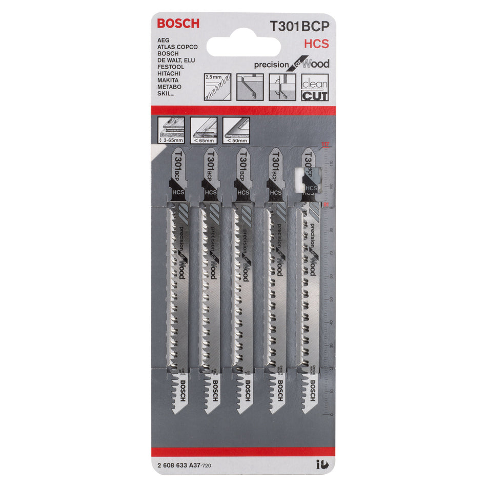 Bosch T301BCP Precision for Wood Jigsaw Blades (5 Pack)