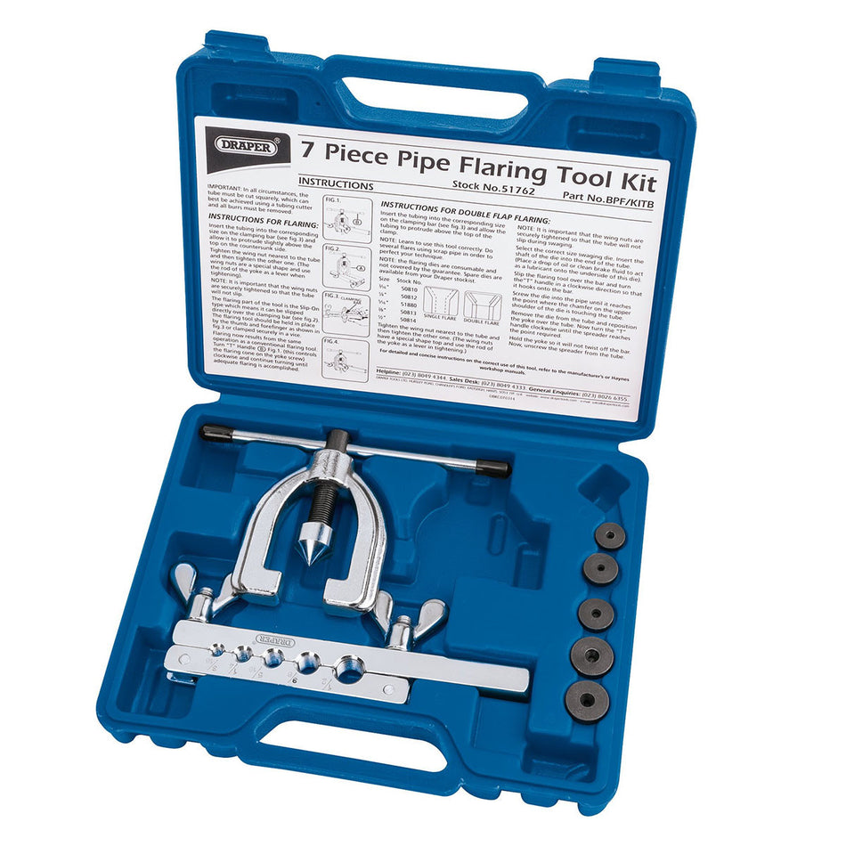 Draper 51762 Brake Pipe Flaring Kit (7 Piece)