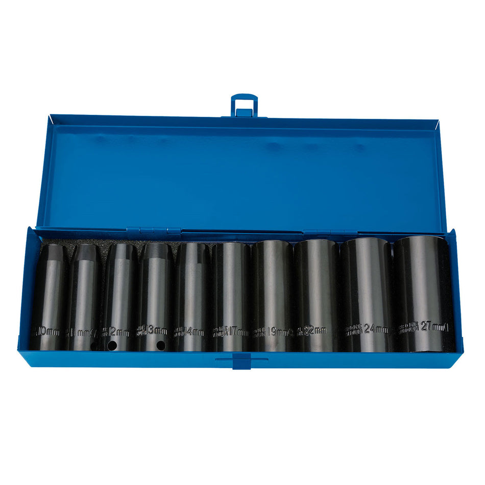 Draper 38369 HI-TORQ Metric Deep Impact Socket Set 1/2" Square Drive (10 piece)