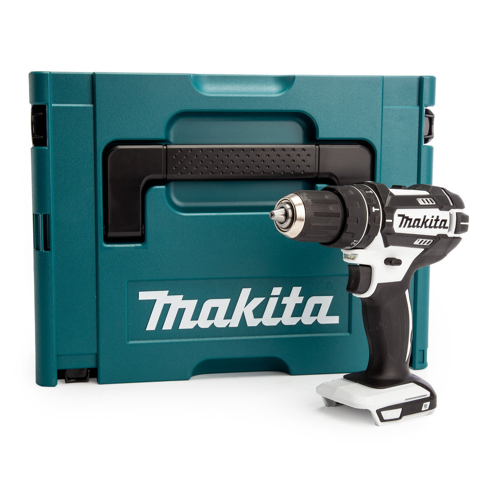 Makita DHP482ZJ 18V LXT White Combi Drill (Body Only) in MakPac Case