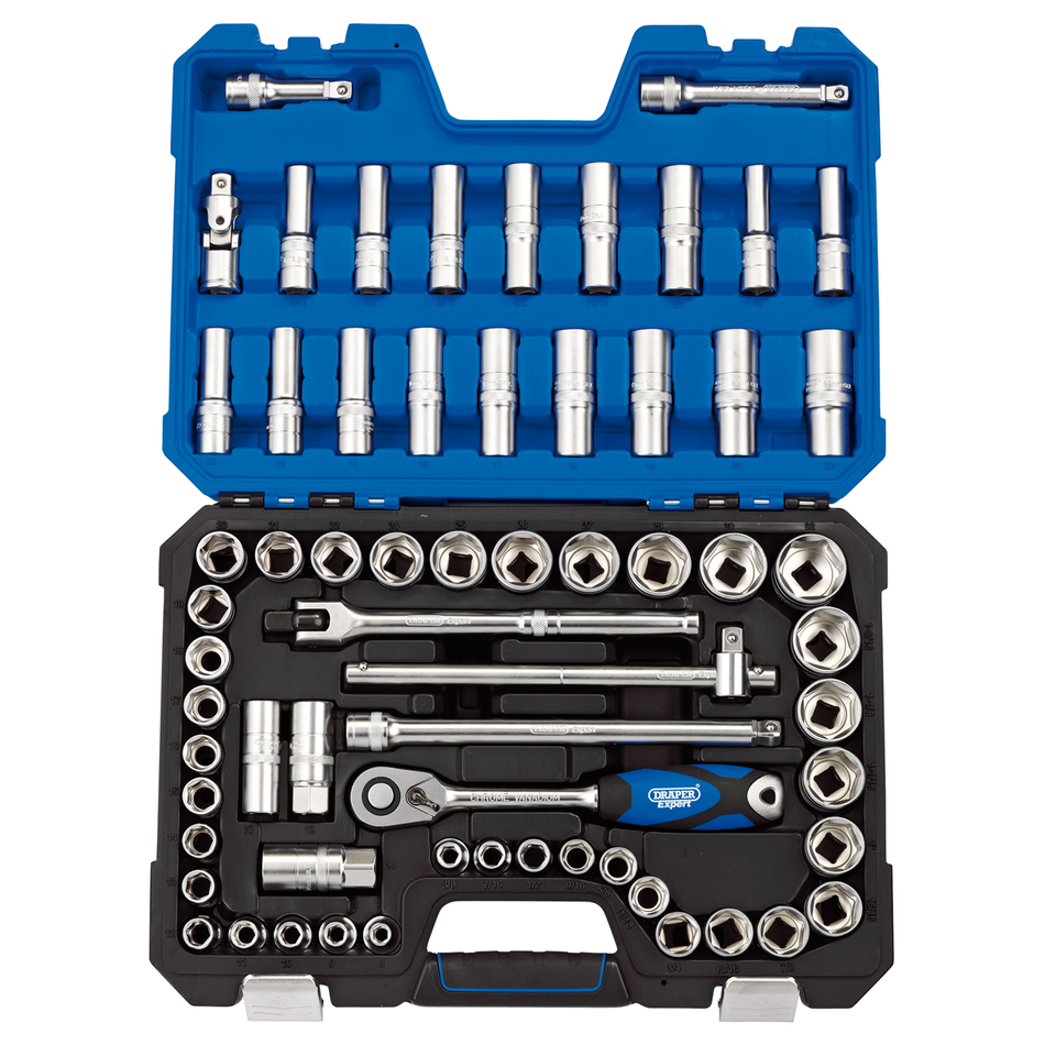 Draper 16456 1/2" Square Drive MM/AF Combined Socket Set (63 Piece)