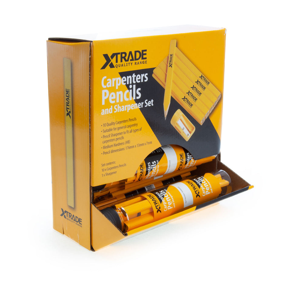 XTrade Carpenters Pencils & Sharpener Set (Box Of 12)