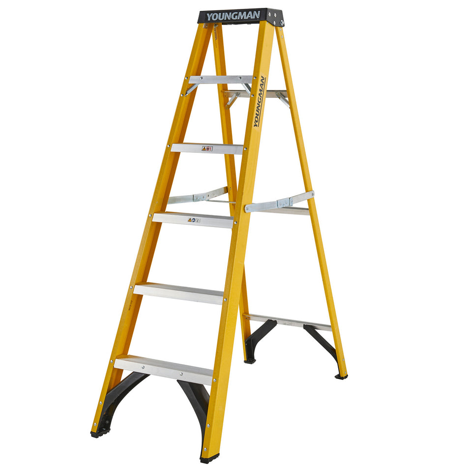 Youngman 52744618 S400 Heavy Duty Fibreglass Trade Stepladder 6 Tread 0.84m