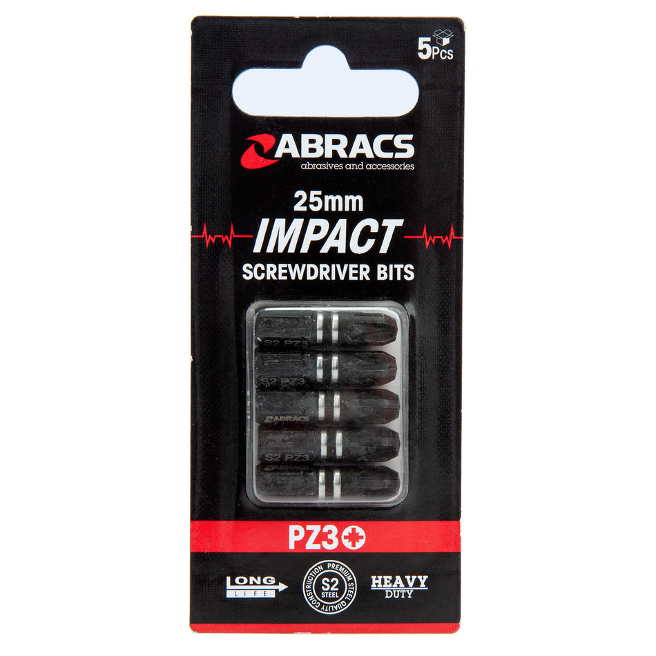 Abracs IPZ32505 PZ3 Impact Screwdriver Bits 25mm (Pack Of 5)