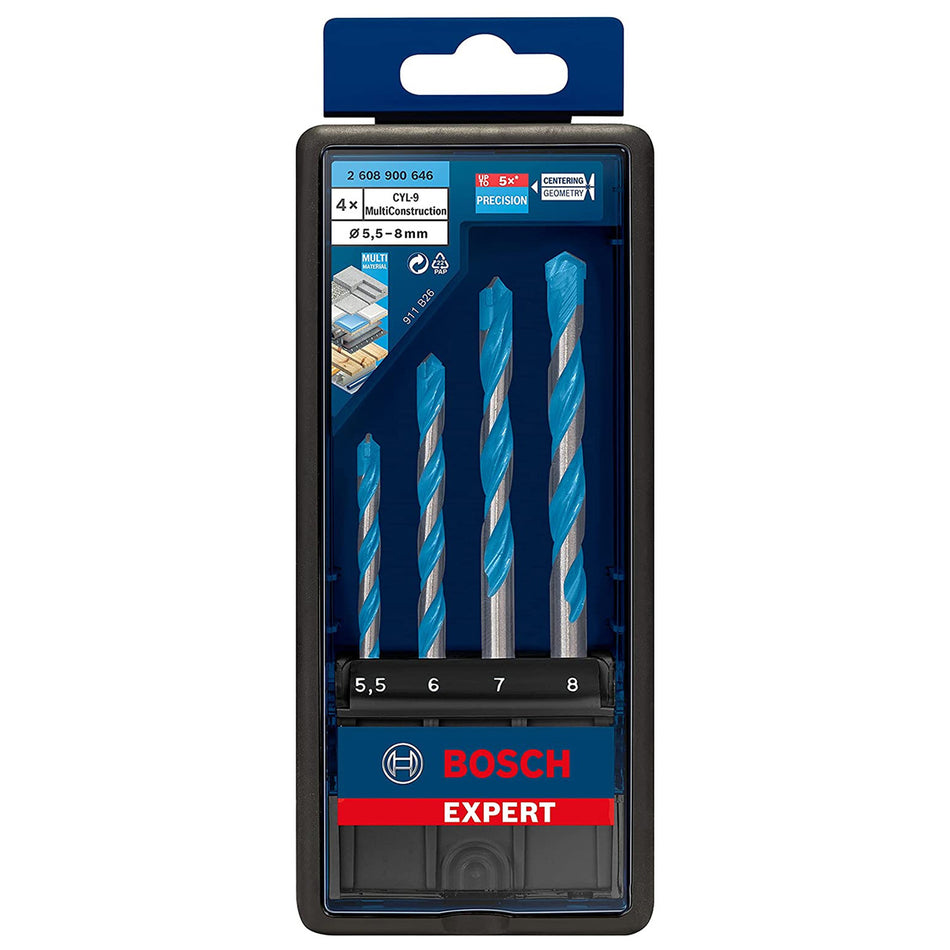 Bosch 2608900646 CYL-9 Multi Construction Drill Bit Set 5.5mm - 8mm (Pack Of 4)