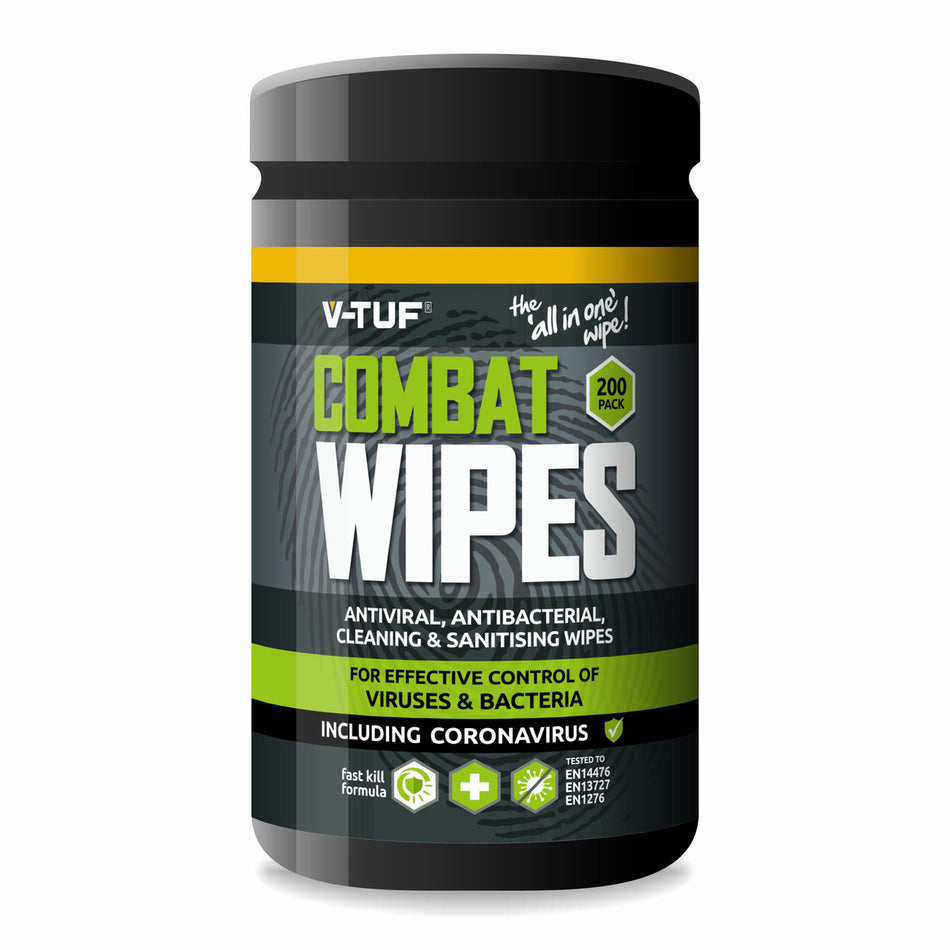 V-TUF VTABW-200 Tub of Combat Wipes Antiviral Antibacterial (200 Wipes)