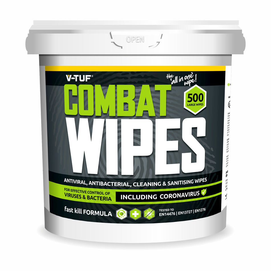 V-TUF VTABW-500 Bucket of Combat Wipes Antiviral Antibacterial (500 Wipes)