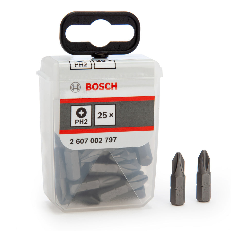 Bosch 2607002797 PH2 Extra Hard Screwdriver Bits (Pack Of 25)