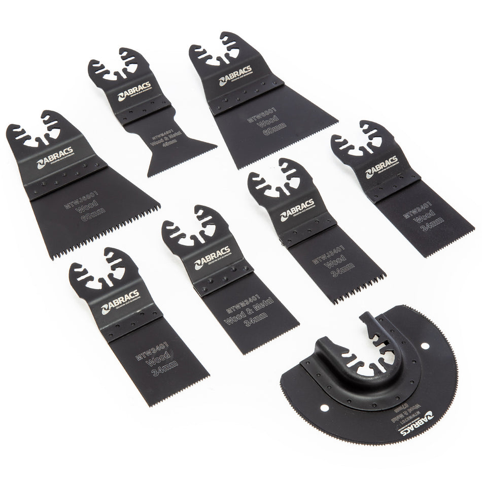 Abracs MTWMSET8 Multi Tool Blades for Wood and Metal (Pack of 8)