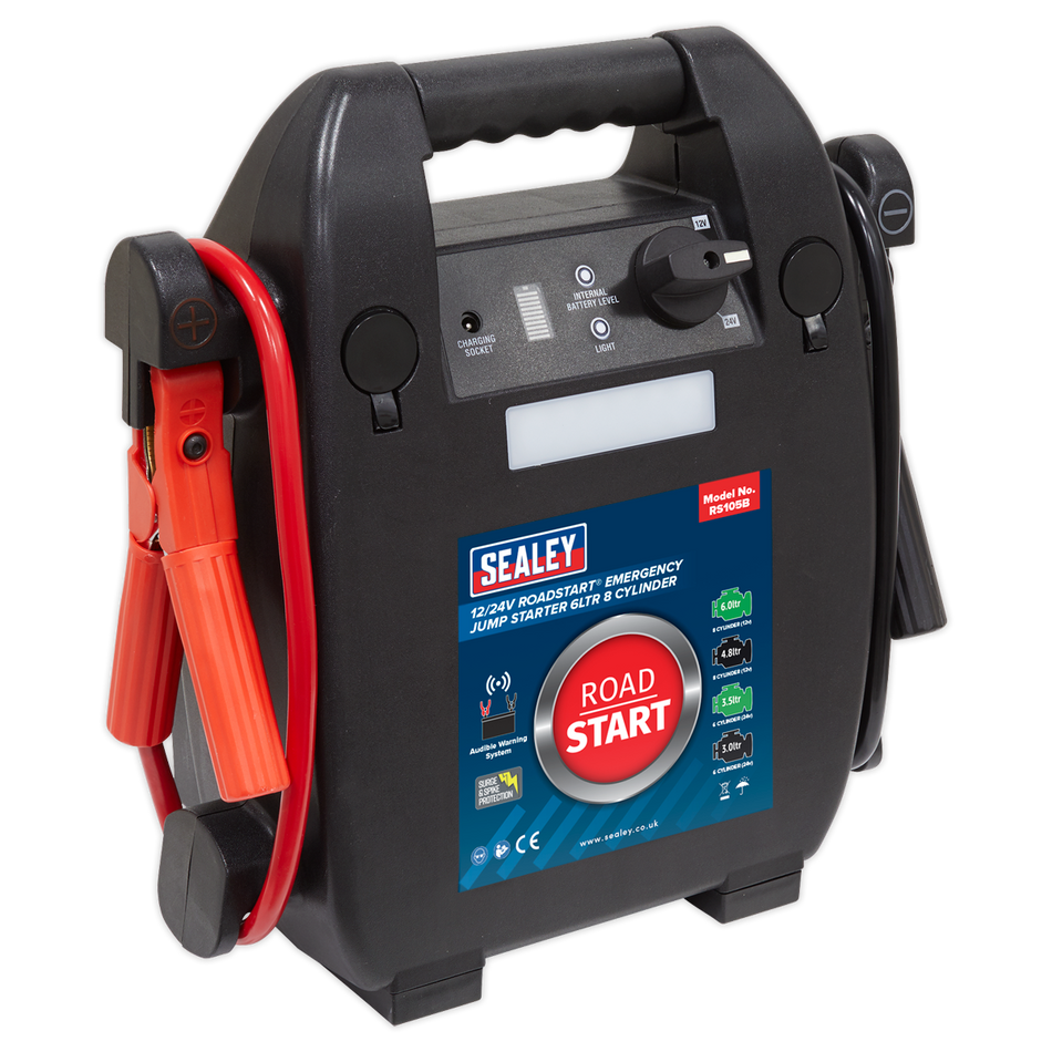 Sealey RS105B 12/24V RoadStart Emergency Jump Starter 6L 8 Cylinder