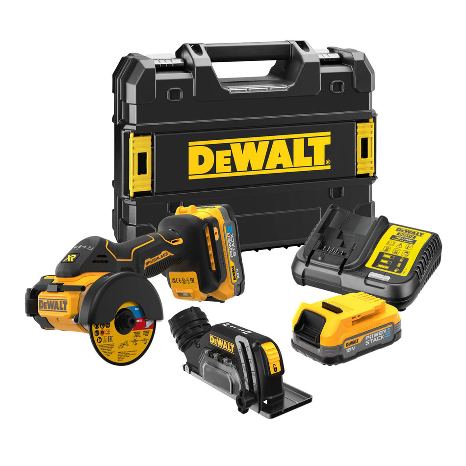 Dewalt DCS438E2T 18V XR 76mm Brushless Cut Off Saw (2 x Powerstack Batteries)