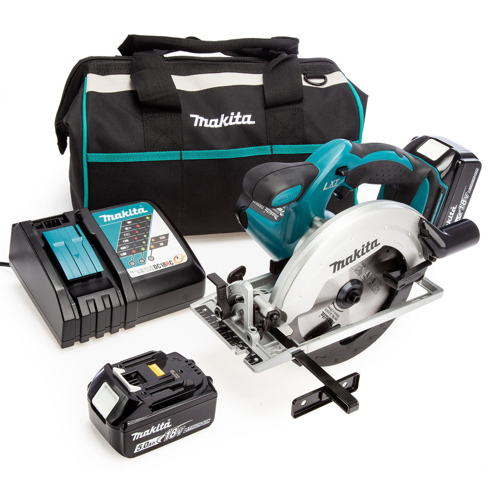 Makita DSS611 18V LXT 165mm Circular Saw, Toolbag, Charger (2 x 5.0Ah Batteries)