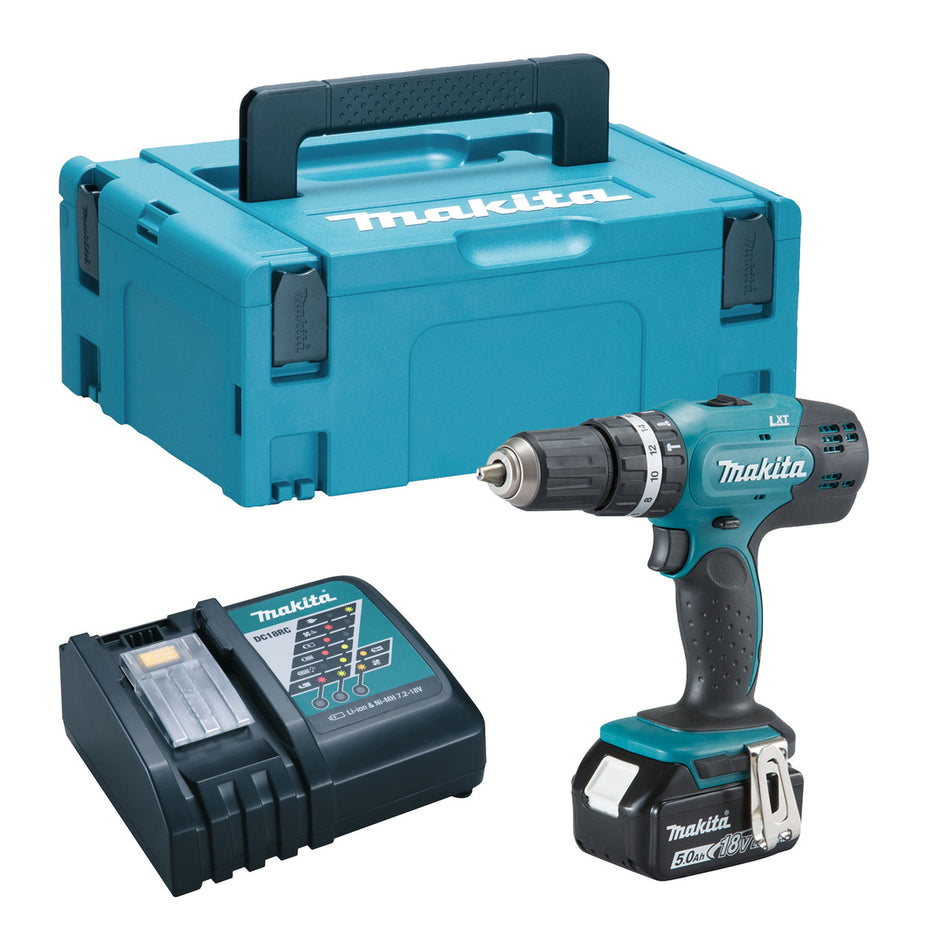 Makita DHP453 18V LXT Combi Drill (1 x 5.0Ah Battery) in MakPac