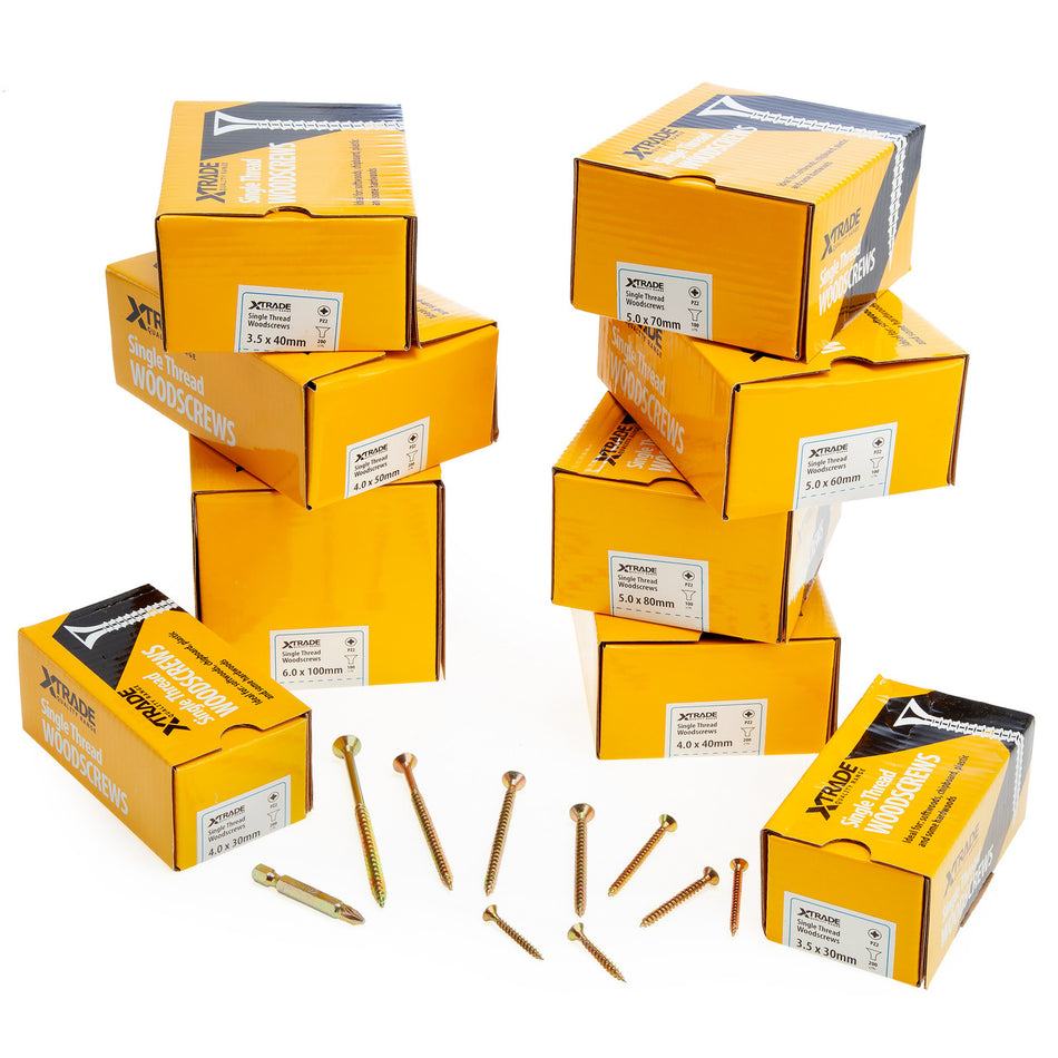 XTrade X0800002 Mixed Single Thread PZ2 Woodscrews (Trade Pack 1400)