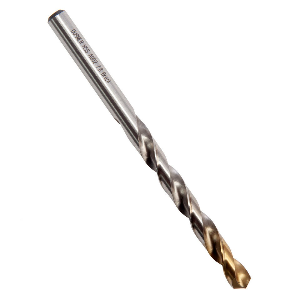 Dormer A002 HSS TiN Coated Tip Jobber Drill Bits 7.8mm (Box Of 10)