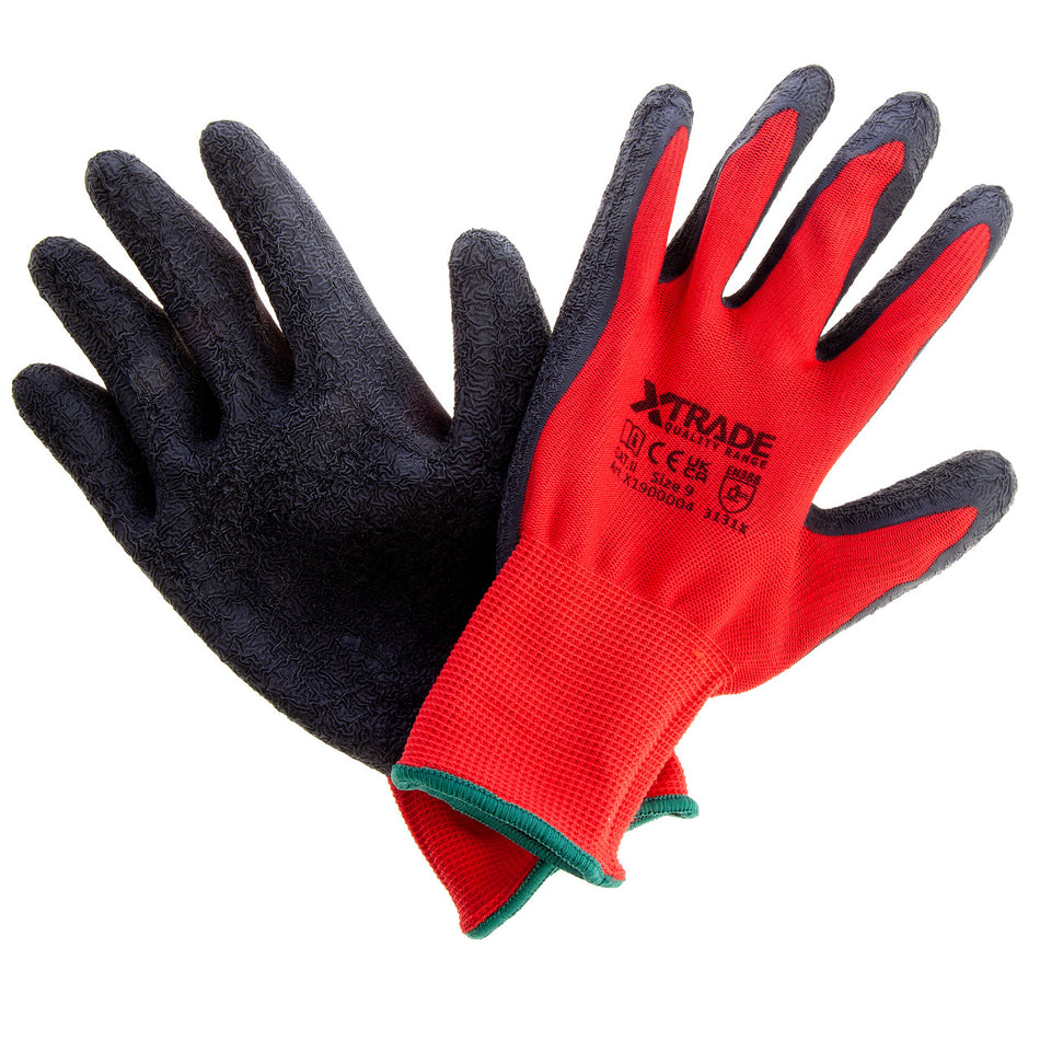 XTrade X1900004 Red Builders Gloves 13 Gauge Size 9 Large (Pack Of 10)