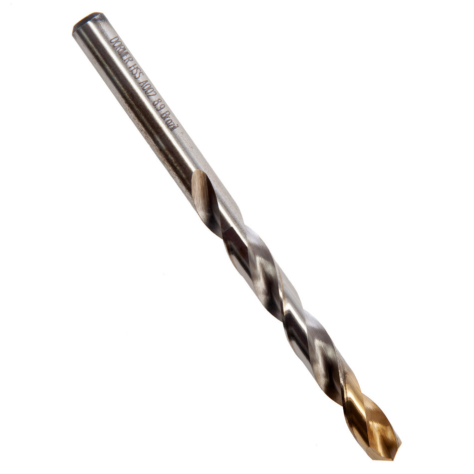 Dormer A002 HSS TiN Coated Tip Jobber Drill Bits 8.9mm (Box Of 10)