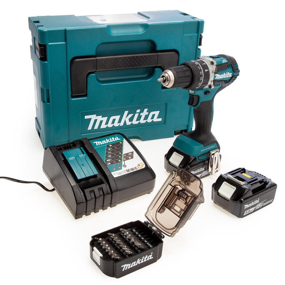 Makita DHP484TJX9 18V LXT Combi Drill Limited Edition (2 x 5.0Ah Batteries) in Makpac Case