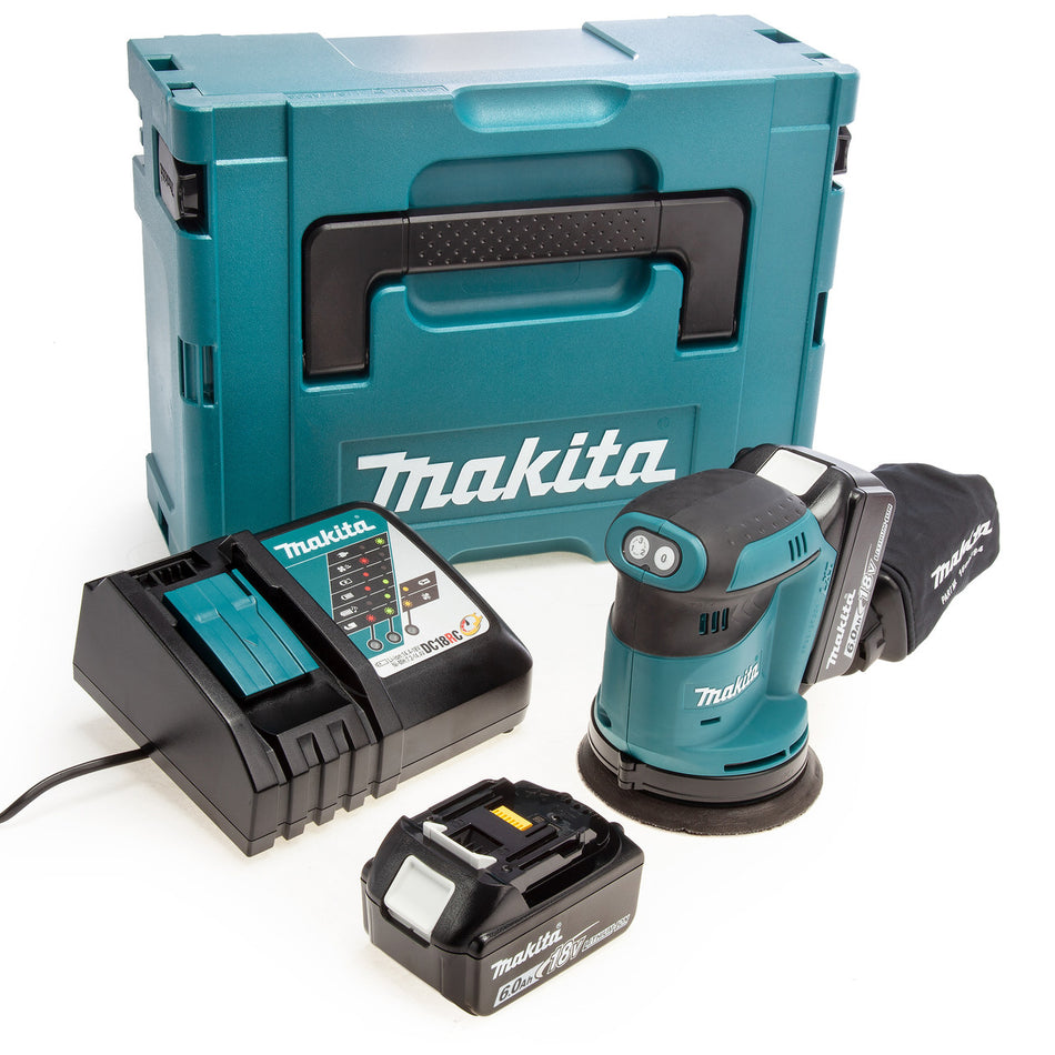 Makita DBO180RGJ 18V LXT 5 inch/125mm Random Orbital Sander in MakPac Case (2 x 6.0Ah Batteries)