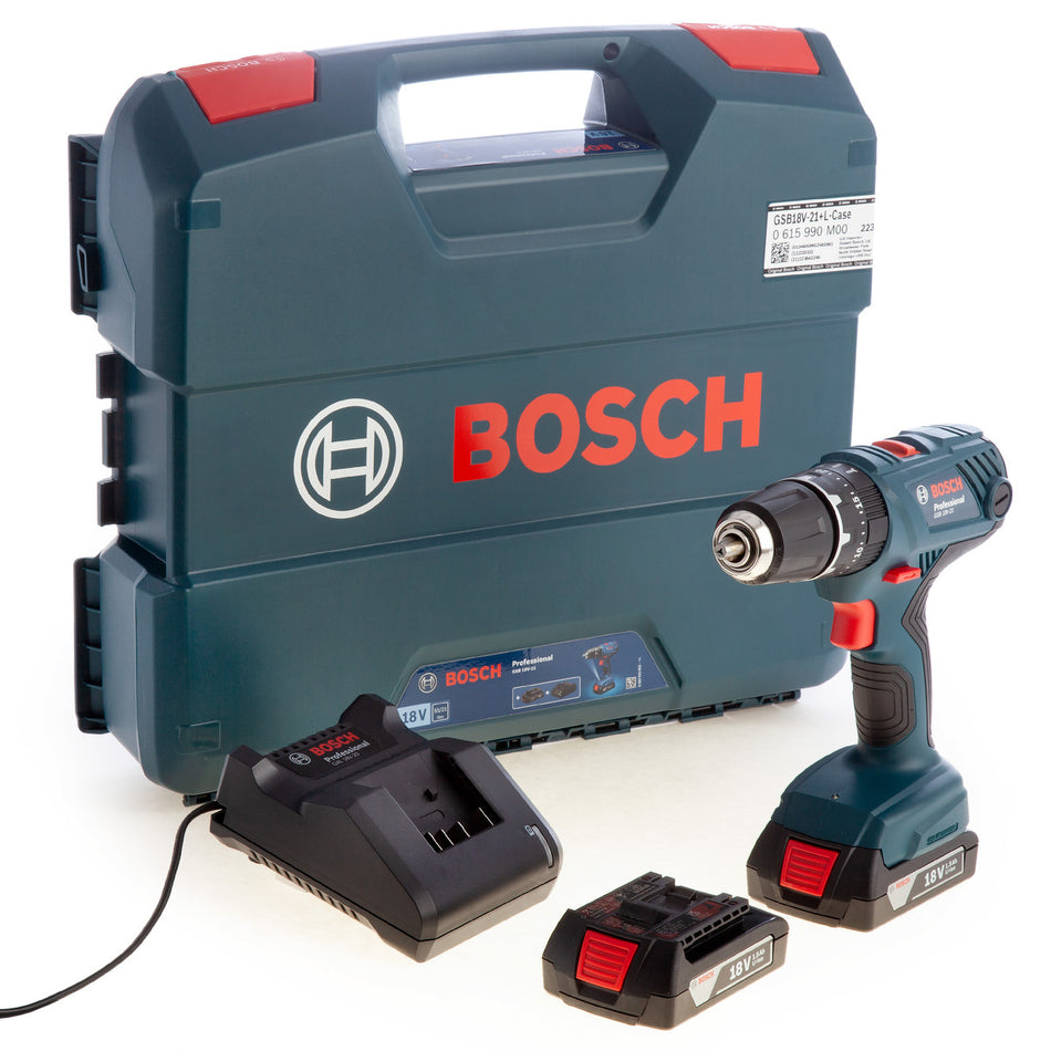 Bosch GSB 18V-21 Professional Combi Drill (2 x 1.5Ah Batteries) in Case