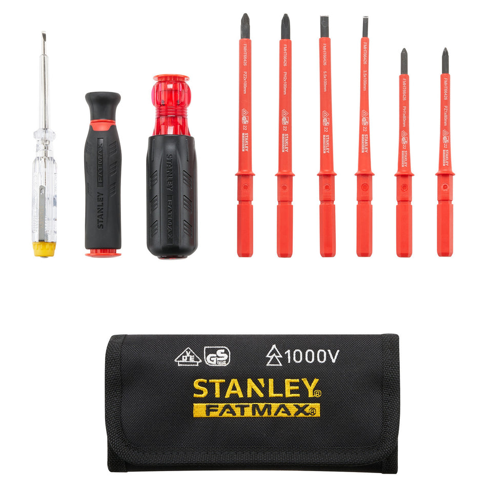 Stanley FMHT66426-0 FatMax VDE Multi-Bit Screwdriver Set In Pouch (10 Piece)