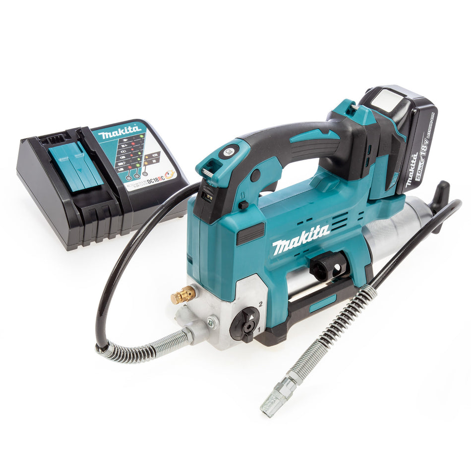 Makita DGP180RT 18V LXT Grease Gun (1 x 5.0Ah Battery)