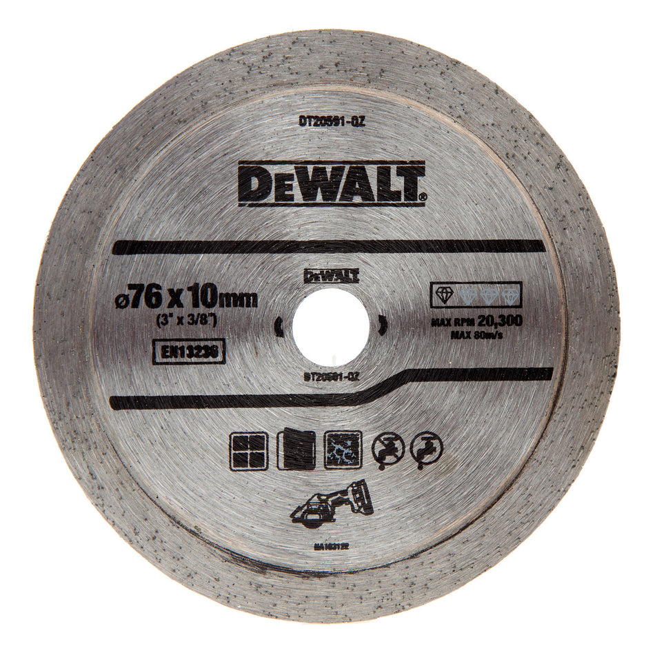 Dewalt DT20591 Diamond Wheel Continuous Tile Blade 76mm