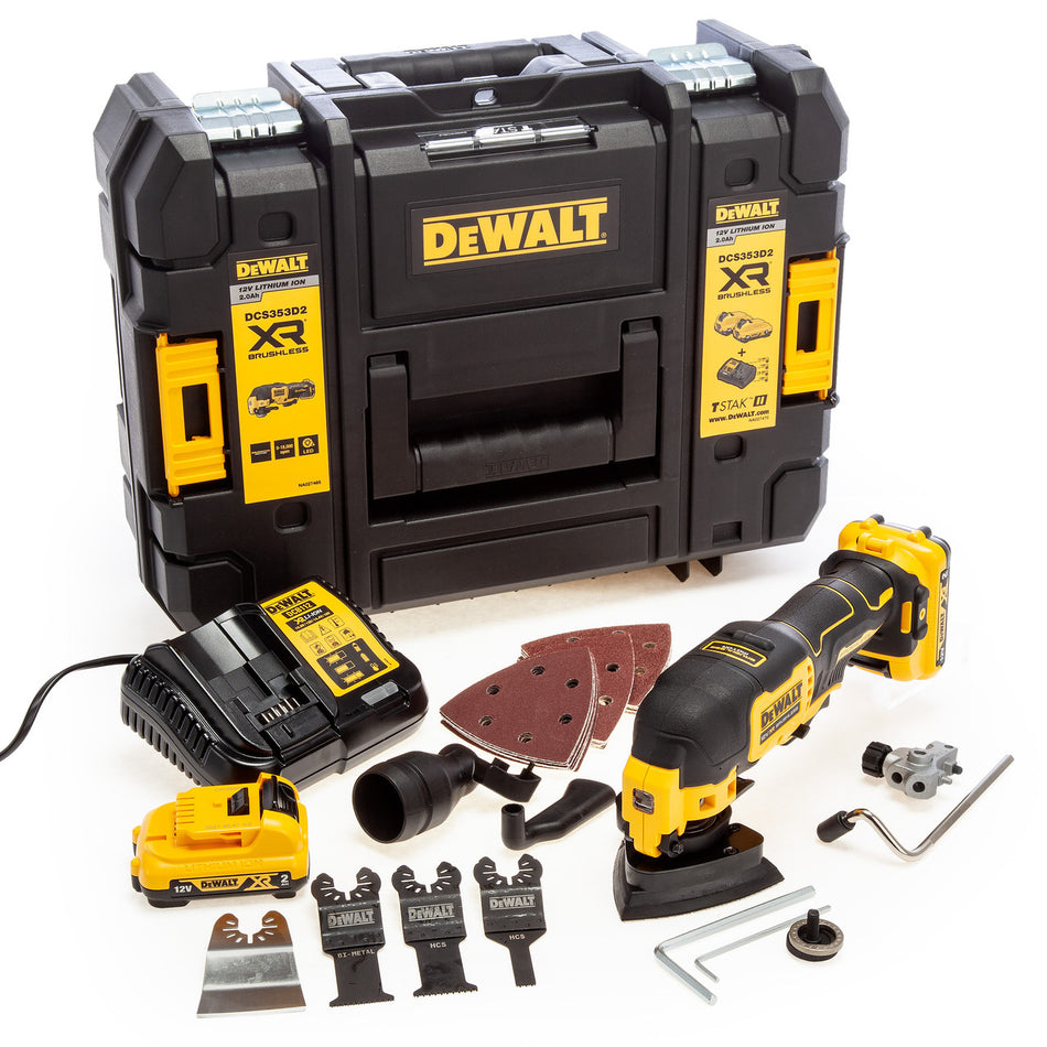 Dewalt DCS353D2 12V XR Oscillating Multi Tool with 31 Accessories (2 x 2.0Ah Batteries) in TSTAK Box