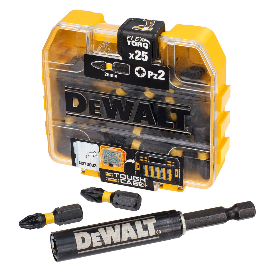 Dewalt DT70564T Extreme FLEXTORQ PZ2 Screwdriver Bits 25mm + Drive Guide (Pack of 25)