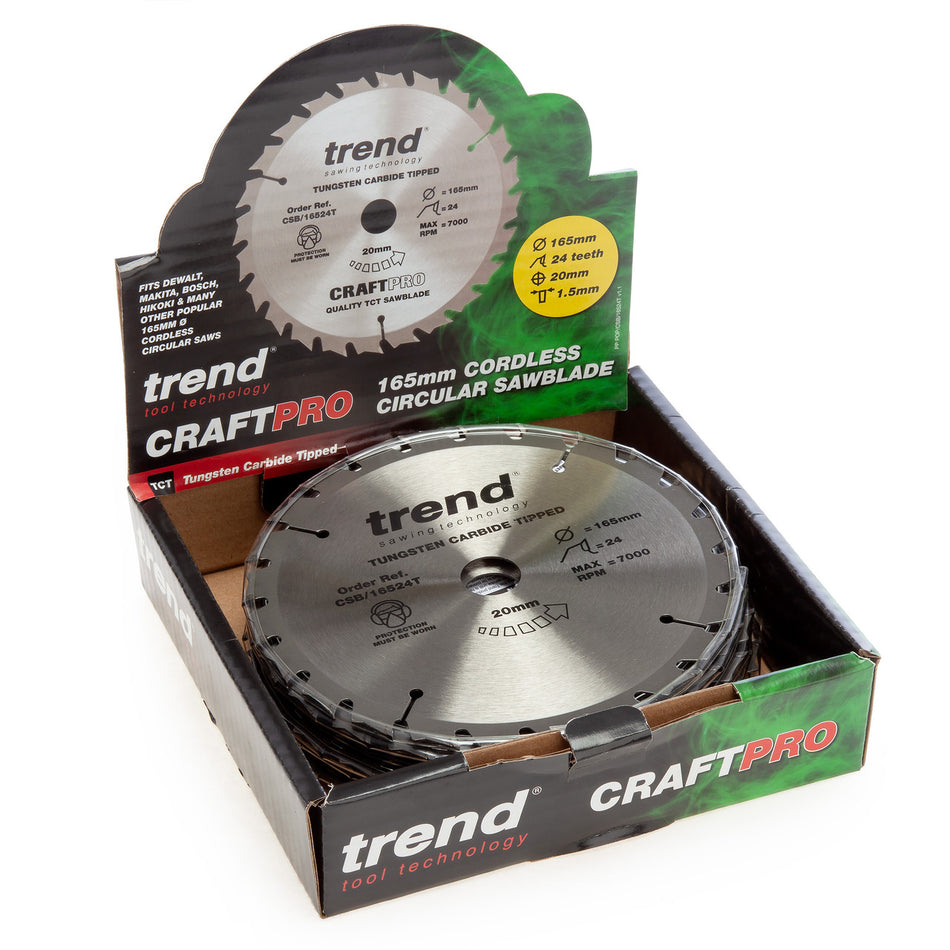 Trend CSB/16524T/10 CraftPro Saw Blades 165mm x 20mm x 24T (Pack Of 10)